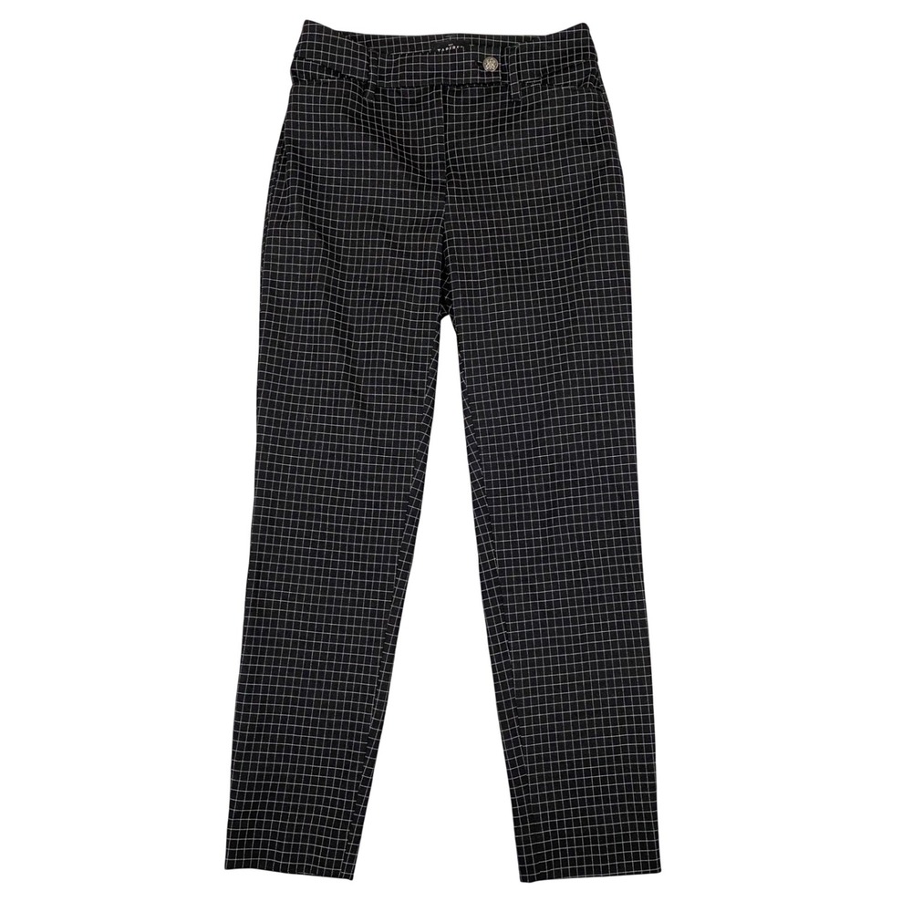 White House Black Market The Tapered Ankle Grid Plaid Pants Womens 0 Black White